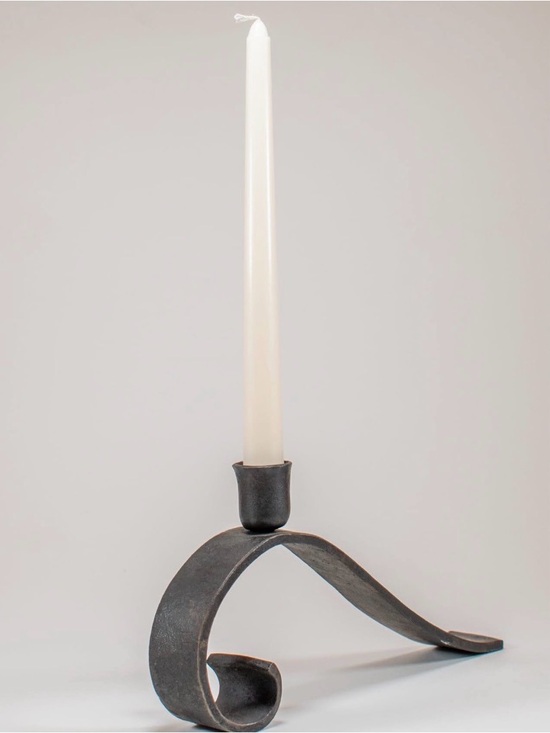 Other - Artisan Curved Footed Wrought Iron Candle Stick Holder Handcrafted Hand Forged